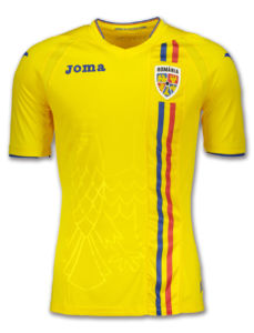 camiseta de fútbol oficial de la selección de Rumanía diseñada por Joma